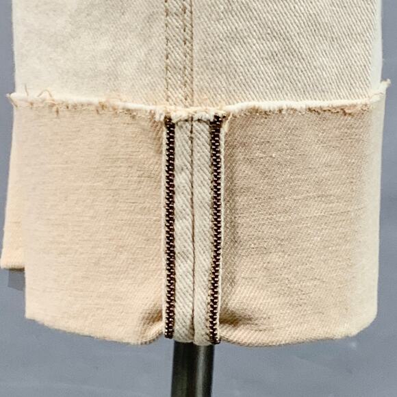 Size 10 Beige Cotton Blend Twill Monili Tapered Cuffed Casual Pants - Picture 2 of 12